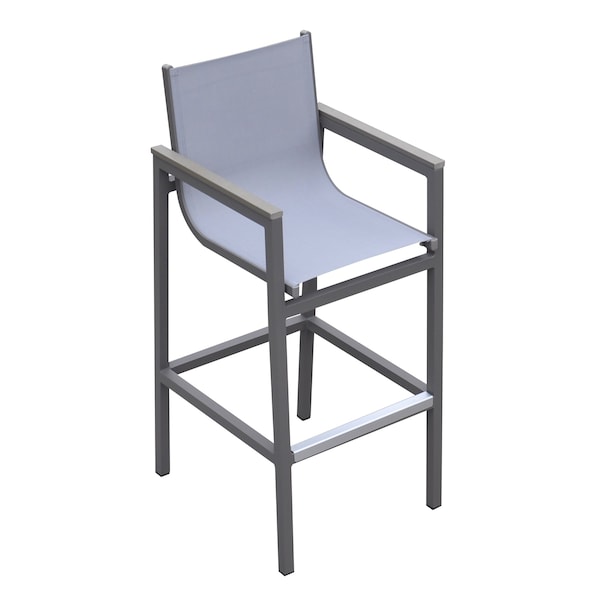 Armen Living Marina Outdoor Patio Barstool in Gray Powder Coated Finish with Gray Sling Textilene LCMABAGR - main